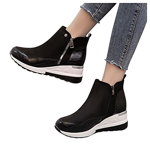 KEIZHUONIQIU Damen Stiefeletten Klassisch Plateaustiefel Kurzschaft Stiefel Reißverschluss Ankle Boots Comfort Stiefel Wildleder Wanderstiefel Chelsea Boots Tourenstiefel Biker Boots - Stiefel von KEIZHUONIQIU