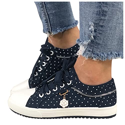 KEIZHUONIQIU Freizeitschuhe Damen Laufschuhe Bestickte Sneaker Spitze Atmungsaktive Blumenmuster Mesh Hohle Schnürschuhe schuhe Leicht Sportlich Schuhe WanderhalbschuheRYTEJFES, C Dark Lila, 38 EU von KEIZHUONIQIU