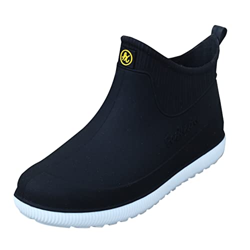 KEIZHUONIQIU Herren Gummistiefeletten Wasserdicht Regenstiefel Rutschfest Regenschuhe Blockabsatz Arbeitstiefel Rain Boots Schuhe Boots von KEIZHUONIQIU