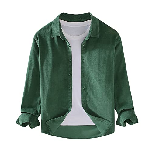 KEIZHUONIQIU Herren Hemden Aus Kord Corduroy Lange Ärmel Freizeithemd Für Männer Kordjacken Oversized Button Up Mantel Lässiger Vintage Bluse Winter Tshirt Top Hemdjack Outdoorjacke von KEIZHUONIQIU