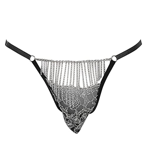 KEIZHUONIQIU Herren Slip Spitzen Unterwäsche Durchsichtiger Slip Jockstrap Mesh T-Back Supermini Sissy Beutel Höschen Pouch Tanga Sexy Flower Clubwear Tunks Underpants von KEIZHUONIQIU