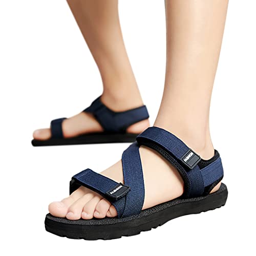 KEIZHUONIQIU Herren Sport Outdoor Luftige Wandersandale Sandalen Wander Trekkingsandalen Sommer Beach Hausschuhe Atmungsaktive Sandale mit Klettverschluss Fischer Strand Schuhe Leder von KEIZHUONIQIU