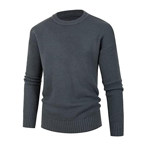 KEIZHUONIQIU Herren Strickpullover Knit Pullover Mit Rundkragen Einfarbig Winterpullover Bequem Pulli Sweater Warme Feinstrick Jumper Langarm Ärmeln Tops Grobstrickpullover von KEIZHUONIQIU