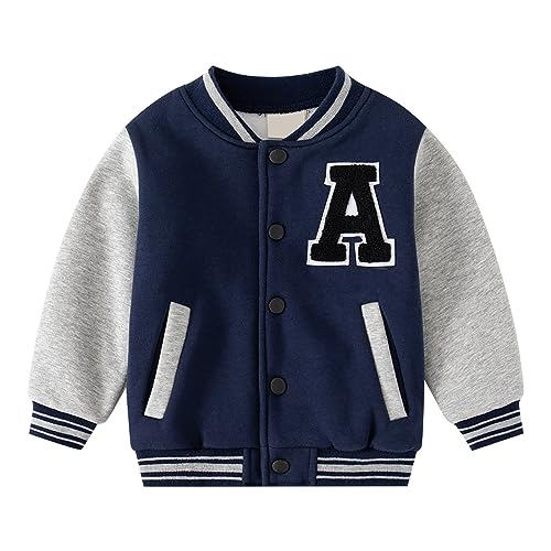 KEIZHUONIQIU Jungen Sportjacke Baseballjacke Collegejacke Rockabilly College Jacke Unisex Kinder Schule Freizeit Jacke Mit Taschen Stilvoll 1-5 Jahre von KEIZHUONIQIU