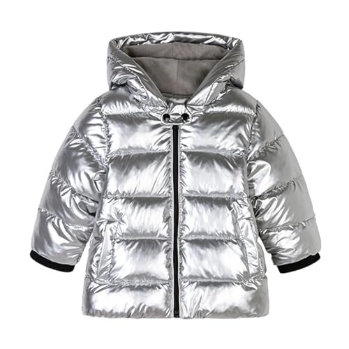 KEIZHUONIQIU Jungen Winterjacke Verdickte Mantel Mädchen Daunenjacke Daunenjacken Kapuzenmäntel Unisex Kinder Winterparka Kinderjacke Silber Cartoon Outwear Skijacke Wintermäntel von KEIZHUONIQIU