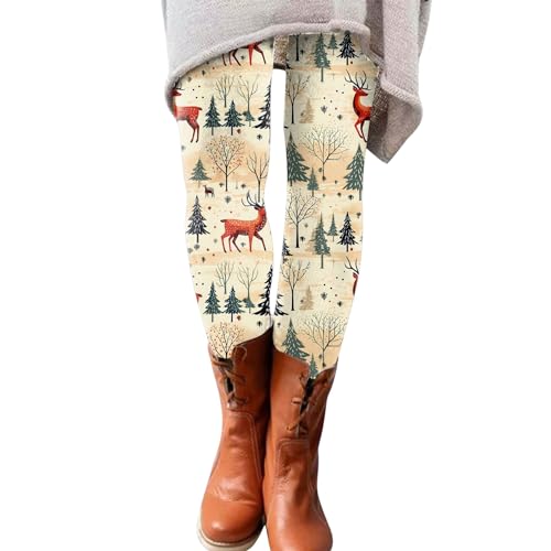 KEIZHUONIQIU Leggings Weihnachtsmann Print Damen Lässige Leggins Blickdicht Jogginghose Strumpfhose Tight Weihnachtshose Trekkinghose Hohe Taille Reitleggings Yogahose Fahrradhose von KEIZHUONIQIU