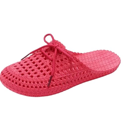 KEIZHUONIQIU Pantoletten Damen mit Fussbett Weich Sommer Schlappen Sandalen Badeschlappen Flache mit Absatz Hausschuhe Rutschfest Slide Atmungsaktive Flat Heel von KEIZHUONIQIU