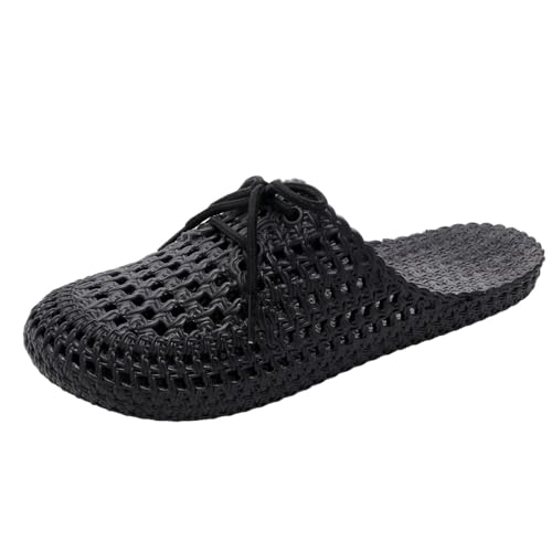 KEIZHUONIQIU Pantoletten Damen mit Fussbett Weich Sommer Schlappen Sandalen Badeschlappen Flache mit Absatz Hausschuhe Rutschfest Slide Atmungsaktive Flat Heel von KEIZHUONIQIU