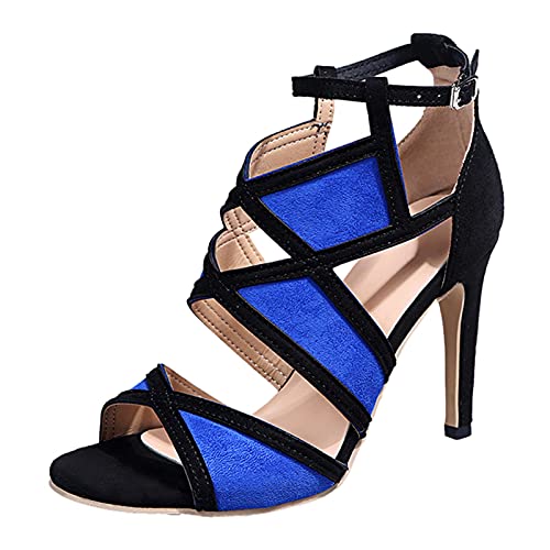 KEIZHUONIQIU Sandalen Damen Sommerschuhe High Heels Glänzende Strasssteine Kreuzgurt Partyschuhe Pumps Abendschuhe Spitz Boho Strandsandalen von KEIZHUONIQIU