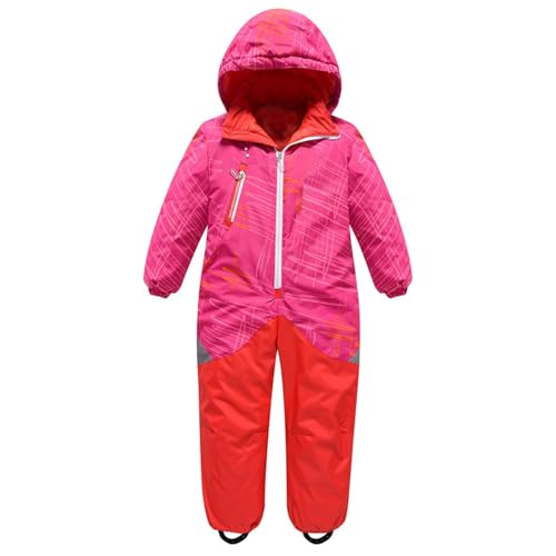 KEIZHUONIQIU Schneeanzug Jungen Mädchen Einteiliger Thermo Mini Skioverall 1/5/8/11 Jahre Skianzüge Mit Innenfleece Skisuit Winter Daunenjacke Set Wasserdichter Winddichter Onesies Outwear von KEIZHUONIQIU