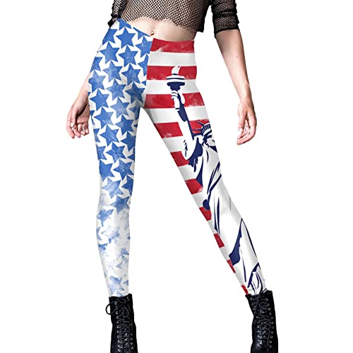 KEIZHUONIQIU Sportleggings Damen Amerika/USA Flagge Yoga Hose High Waist Haremshose Licht Sporthosen Super Weiche Sommer Fitness Yoga Loungehose Jogging Training von KEIZHUONIQIU