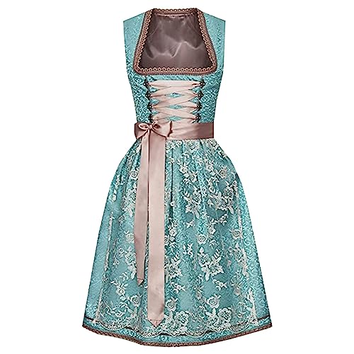 KEIZHUONIQIU Trachten-Kleid Dirndlkleid Damen-Kleider Oktoberfest Trachtenmode Kleid Dirndl-Sets Trachtenrock Halloween Cosplay Club Dirndl Germandress Für Oktoberfest Rosa von KEIZHUONIQIU