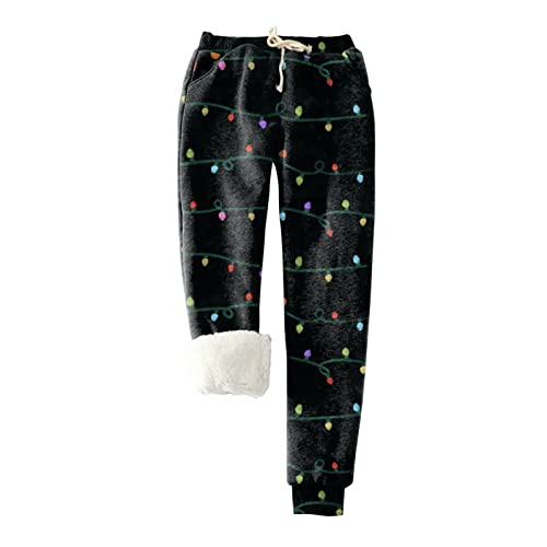 KEIZHUONIQIU Winterhose Damen Haushose Fitnesshose Damen Weihnachten Bedruckte Winter warme sportliche Jogginghose gefütterte Jogger Fleecehose von KEIZHUONIQIU