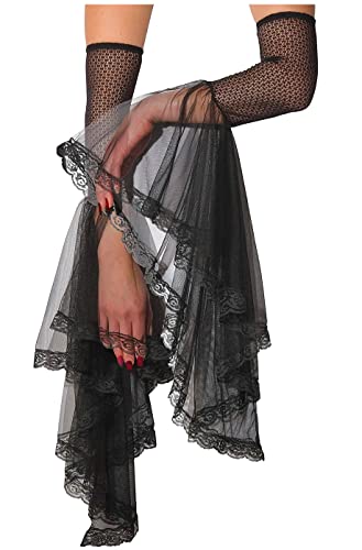 keland Ein Paar Romantische Goth Mesh Spitze Handschuhe Gauntlets Elegante Netz Arm Stulpen für Halloween Kostüm (Schwarz-002) von keland