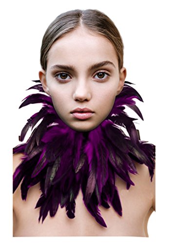 keland Damen Gothic Viktorianisch Feder Halsreif Halskette Kragen Hals Federkragen Halloween Cosplay Accessoire (Violett) von keland