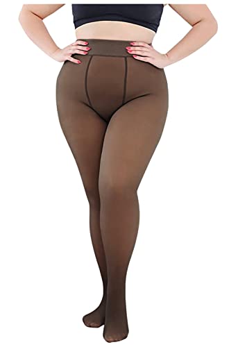 keland Strumpfhosen Damen Winter Thermo Strumpfhose gefüttert Gefälschte Durchscheinend Plüschstrümpfe Winter leggins Pantyhose Damen Wärmende Fleece Strumpfhose (Plus-Schwarz- 300g für -5~10℃) von keland