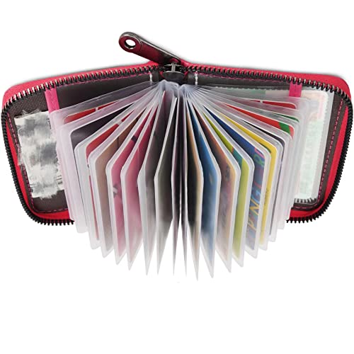 Kartenetui Damen Herren Kreditkartenetui Leder-20 Karten (Rosarot) von KELEKELE