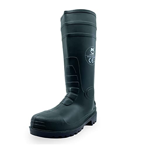 KELI FRANCE Sicherheitsstiefel S5 SRC, Schutzhülle aus Stahl, Sohle aus P.V.C und Nitril, durchtrittsicher & rutschfest, Gummi, grün, Modell Hulk, grün, 37/48 EU von KELI FRANCE