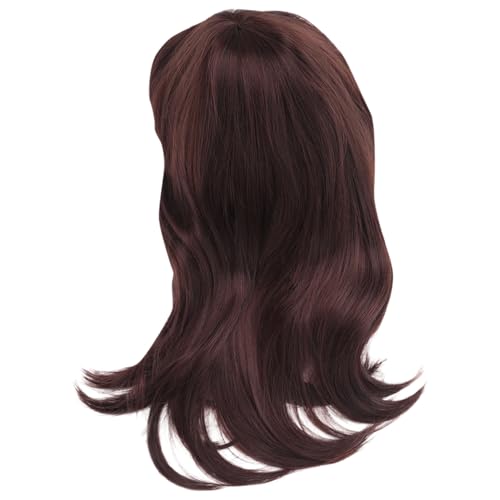 KELING Frauen Haar Perücken Damen Täglich Natürliche Welle Dunkelbraun Seitenabtrennung Synthetisch Keine Spitze Perücken Mit von KELING