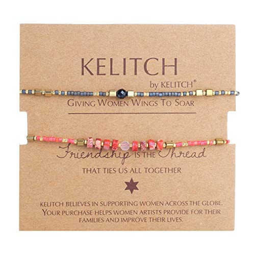 KELITCH 2 PCS Shell Perle Seed Bead Dünne Seil Armbänder Handgemachte Einstellbare String Manschette Modeschmuck -P von KELITCH