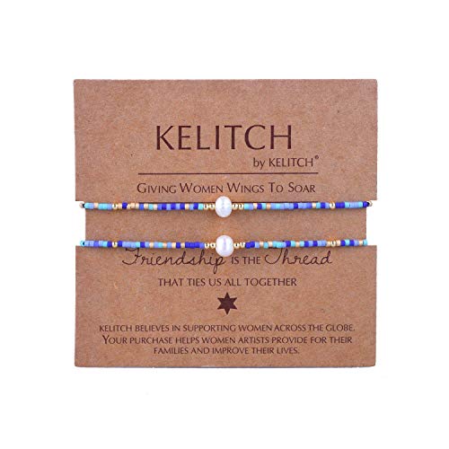 KELITCH 2 Stücke Damen Miyuki Perlen Verstellbare Armbänder Boho Freundschaftsarmbänder Neue Perlenarmbänder Schmuckset von KELITCH