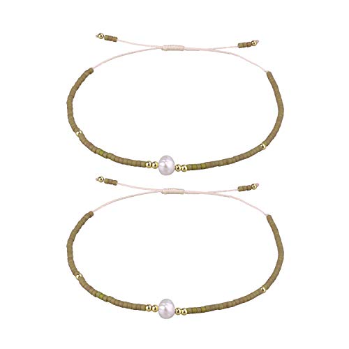 KELITCH 2 Stücke Damen Miyuki Perlen Verstellbare Armbänder Boho Freundschaftsarmbänder Neue Perlenarmbänder Schmuckset (01D) KELITCH 2 Stücke Damen Miyuki Perlen Verstellbare Armbänder Boho Freundschaftsarmbänder Neue Perlenarmbänder Schmuckset (01D) von KELITCH