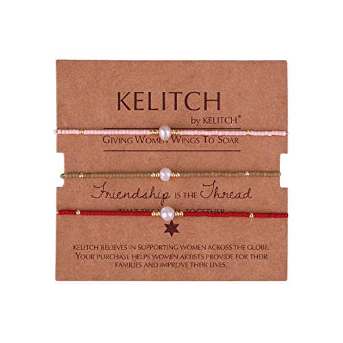 KELITCH 3 Stücke Perlenarmbänder Farbe Miyuki Perlen Charm Freundschaftsarmbänder Handgefertigte verstellbare Armbänder für Damen Mädchen (180002G) von KELITCH