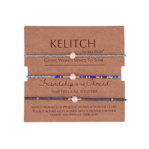 KELITCH 3 Stücke Perlenarmbänder Farbe Miyuki Perlen Charm Freundschaftsarmbänder Handgefertigte verstellbare Armbänder für Damen Mädchen (180002N) von KELITCH