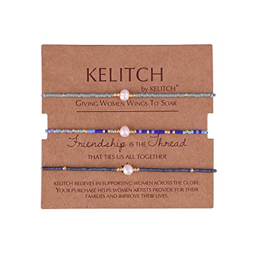 KELITCH 3 Stücke Perlenarmbänder Farbe Miyuki Perlen Charm Freundschaftsarmbänder Handgefertigte verstellbare Armbänder für Damen Mädchen von KELITCH