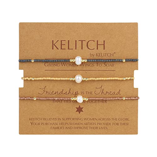 KELITCH 3 Stück Handgemachtes Freundschaftsarmband Miyuki Perlenarmband Lucky Mini Fancy Armband Fashion Kettenarmband für Frauen (Farbe 02B) von KELITCH