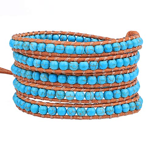 KELITCH 5 Wickelt Leder Armbänder Geschaffen Türkis Wulstig Armbänder Mode Frau Mädchen Neu Manschette Armreifen KELITCH 5 Wickelt Leder Armbänder Geschaffen Türkis Wulstig Armbänder Mode Frau Mädchen Neu Manschette Armreifen von KELITCH
