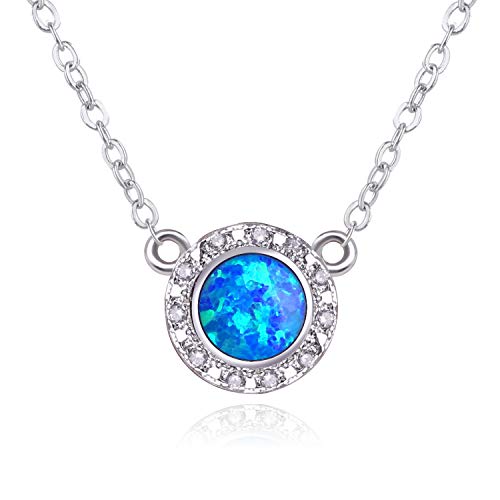 KELITCH 925 Silber Choker Halskette Opal Cz Oval Lätzchen Halskette Frauen Geburtstag Halskette (Blau) von KELITCH