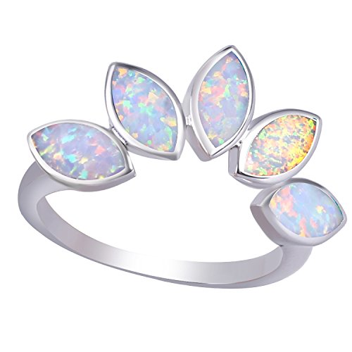 KELITCH 925 Sterling Silber Opal Ringe Erklärung Blätter Ringe Auffällig Attraktiv Ringe Zum Frau Mädchen von KELITCH
