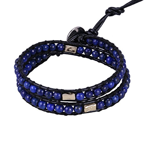 KELITCH Armbänder Frau Männer Handgefertigt Lapis Perlen Legierung Bar Charme 2 Wickeln Leder Armband KELITCH Armbänder Frau Männer Handgefertigt Lapis Perlen Legierung Bar Charme 2 Wickeln Leder Armband von KELITCH