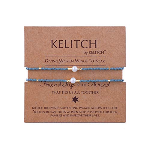 KELITCH 2 Stücke Damen Miyuki Perlen Verstellbare Armbänder Boho Freundschaftsarmbänder Neue Perlenarmbänder Schmuckset von KELITCH