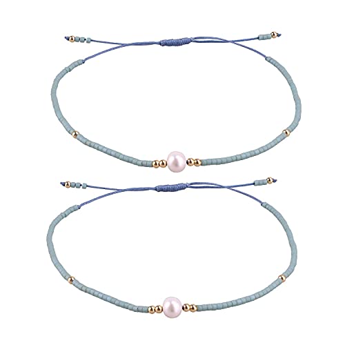 KELITCH 2 Stücke Damen Miyuki Perlen Verstellbare Armbänder Boho Freundschaftsarmbänder Neue Perlenarmbänder Schmuckset von KELITCH