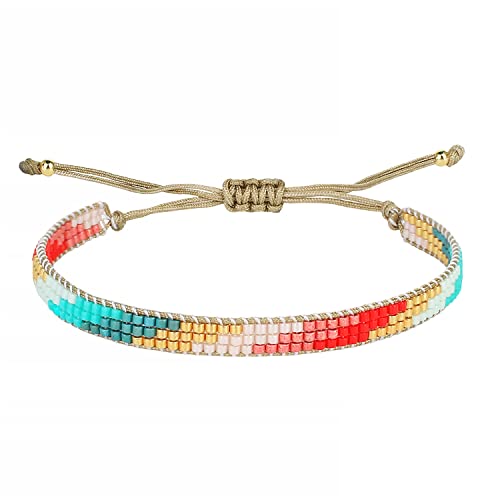 KELITCH Armband für Damen Breite Miyuki Bands Regenbogen Farbe Multi Muster Baumwolle Linie Reef Knoten für die Anpassung Mode Schmuck Set von KELITCH