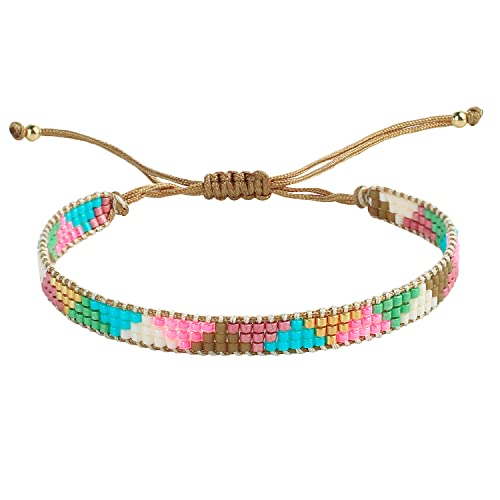 KELITCH Armband für Damen breit gebänderte Miyuki-Perlen Regenbogenfarben Handgelenkdekoration Ausflug Schmuck Freundschaft Zuhause Zuneigung Geschenke von KELITCH