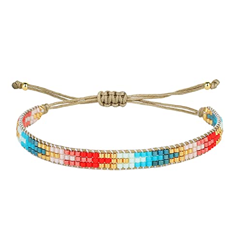 KELITCH Armband für Damen Breite Miyuki Bands Regenbogen Farbe Multi Muster Baumwolle Linie Reef Knoten für die Anpassung Mode Schmuck Set von KELITCH