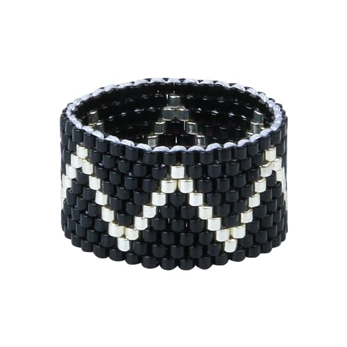 KELITCH Band Ringe Damen Stapelbare Ringe Weben Runde Ring Multicolor Perlen Ringe Urlaub Schmuck von KELITCH