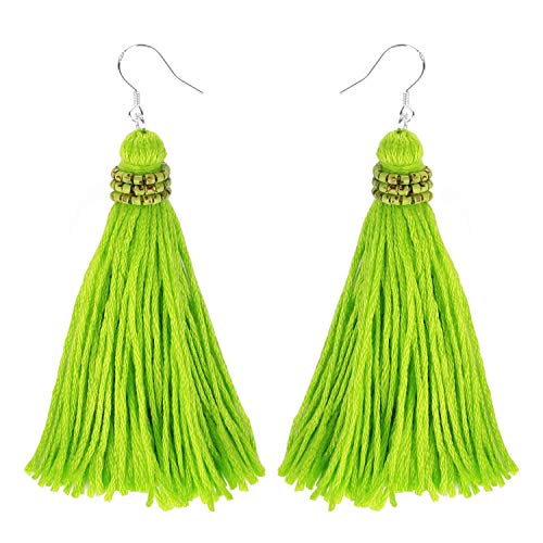 KELITCH Böhmische Quaste Ohrringe 925 Silber Anhänger Ohrringe Handgemachte Farbe Quaste Ohrhänger für Damen von KELITCH
