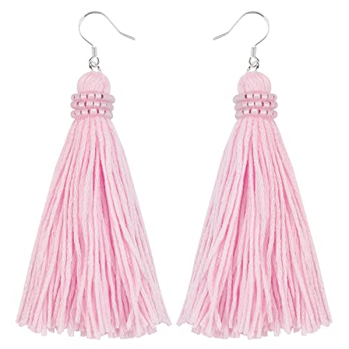 KELITCH Böhmische Quaste Ohrringe 925 Silber Anhänger Ohrringe Handgemachte Farbe Quaste Ohrhänger für Damen von KELITCH
