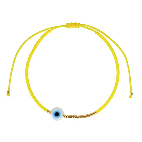 KELITCH Böser Blick Friends Armband Handgewebt Dünne Perlen Stapelbarer Schmuck Für Damen (Gelb 2201F) von KELITCH