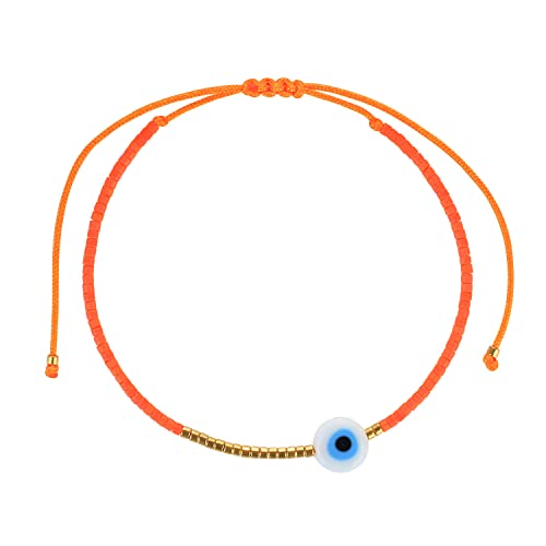 KELITCH Böser Blick Friends Armband Handgewebt Dünne Perlen Stapelbarer Schmuck Für Damen (Orange 2201H) von KELITCH