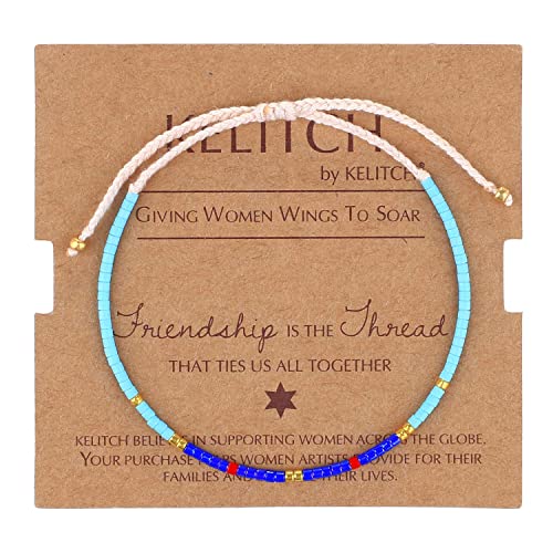 KELITCH Boho-Farbe Kristall Muschel Perlen Freundschaftsarmbänder Handgemachte Strand Armband Armreifen Schmuck Für Frauen (Blau) von KELITCH