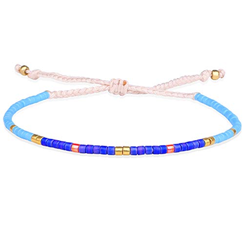 KELITCH Boho-Farbe Kristall Muschel Perlen Freundschaftsarmbänder Handgemachte Strand Armband Armreifen Schmuck Für Frauen (Blau) von KELITCH