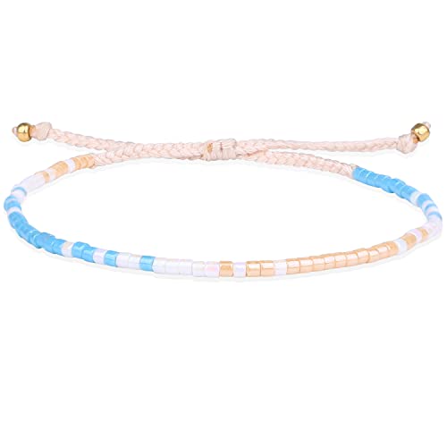 KELITCH Boho-Farbe Kristall Muschel Perlen Freundschaftsarmbänder Handgemachte Strand Armband Armreifen Schmuck Für Frauen (Blau Weiß) von KELITCH