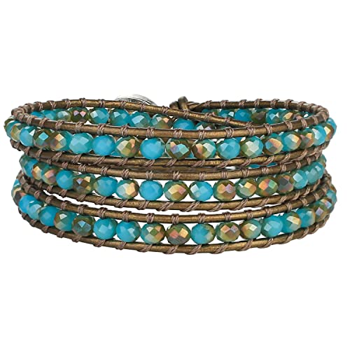 KELITCH Boho Kristall 3 Wickelarmband Mehrschichtige Lederarmbänder Armreif Bunter Schmuck Für Damen von KELITCH