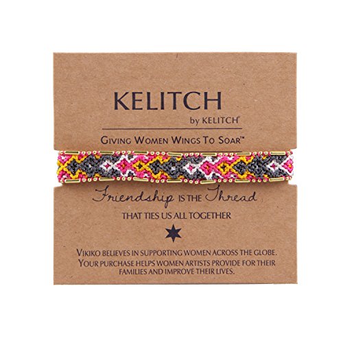 KELITCH Bonbonfarbenes Seidenwickelarmband breit BOHO Stil handgewebtes Armband Freundschaft Armband Manschetten von KELITCH