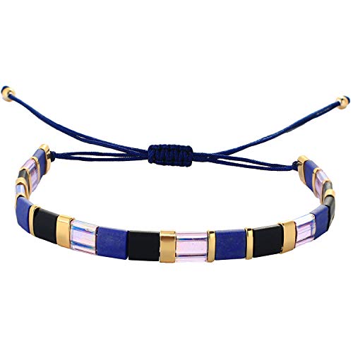 KELITCH Bunt Freundschaft Strecken Armbänder Süßigkeiten Miyuki Perlen Armbänder Gemischt Strang Armbänder - Blau Schwarz 01A von KELITCH